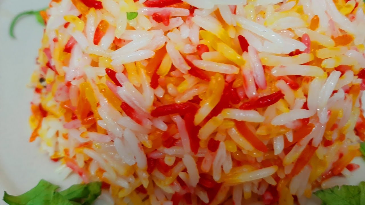 خلطه ارز بسمتي ملون بالزعفران